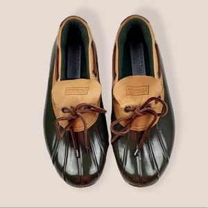 Sperry J Crew Topsiders Olive Low Duck Boots